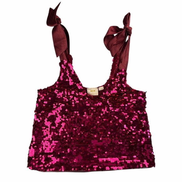 NWT Anthropologie Maeve Sequined Tie-Strap Tank Women's Size Large - Picture 2 of 8